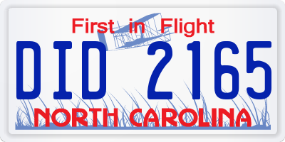 NC license plate DID2165
