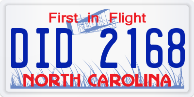 NC license plate DID2168