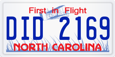 NC license plate DID2169