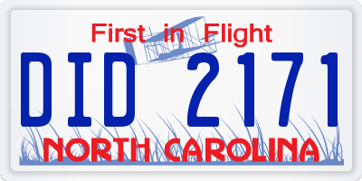 NC license plate DID2171