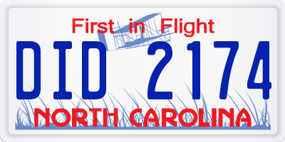 NC license plate DID2174