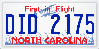 NC license plate DID2175