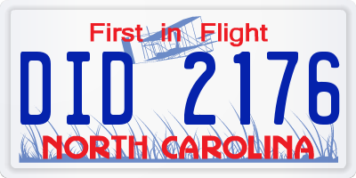 NC license plate DID2176