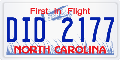 NC license plate DID2177