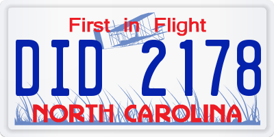 NC license plate DID2178