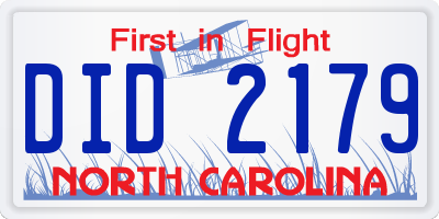 NC license plate DID2179