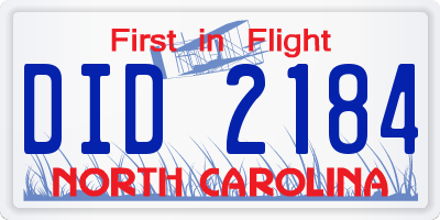 NC license plate DID2184