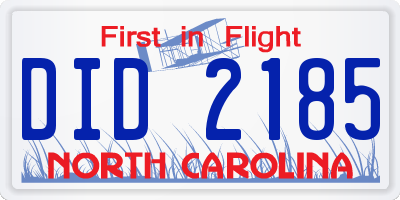NC license plate DID2185