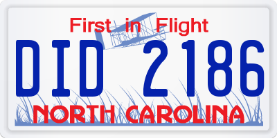 NC license plate DID2186