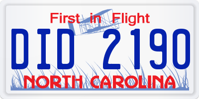NC license plate DID2190