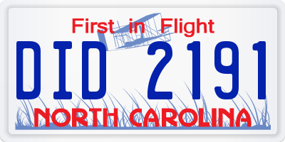 NC license plate DID2191