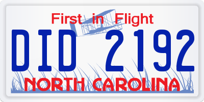 NC license plate DID2192