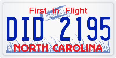 NC license plate DID2195