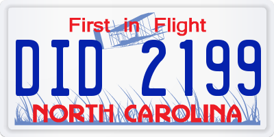 NC license plate DID2199