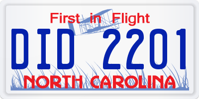 NC license plate DID2201