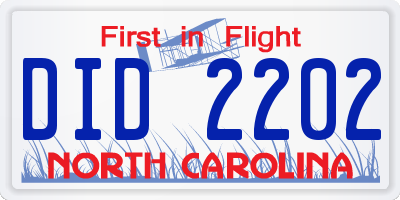 NC license plate DID2202