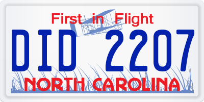 NC license plate DID2207