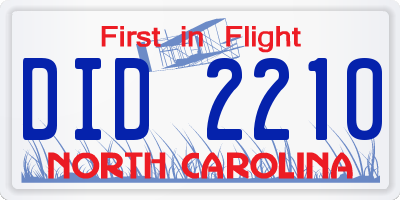 NC license plate DID2210