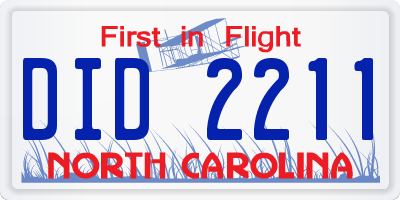 NC license plate DID2211
