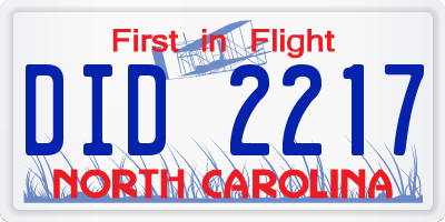 NC license plate DID2217