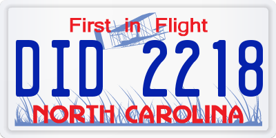 NC license plate DID2218
