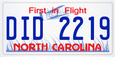 NC license plate DID2219