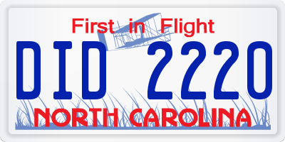 NC license plate DID2220
