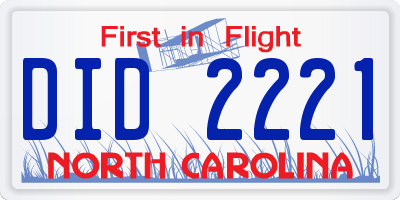 NC license plate DID2221
