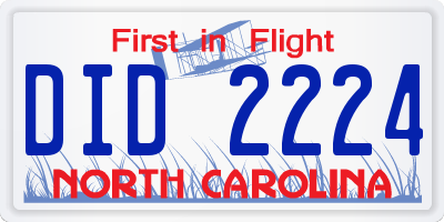 NC license plate DID2224