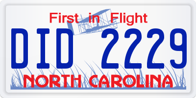NC license plate DID2229