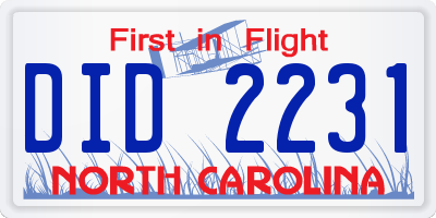 NC license plate DID2231