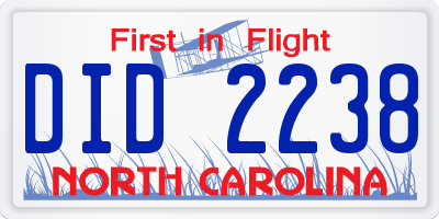 NC license plate DID2238