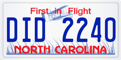 NC license plate DID2240
