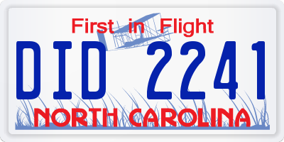 NC license plate DID2241