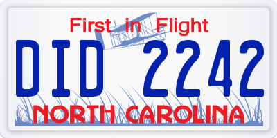 NC license plate DID2242