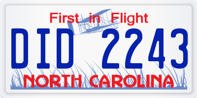 NC license plate DID2243