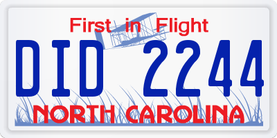 NC license plate DID2244