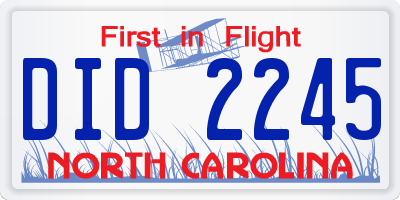 NC license plate DID2245