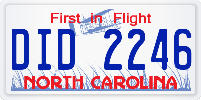 NC license plate DID2246