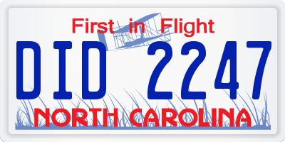 NC license plate DID2247