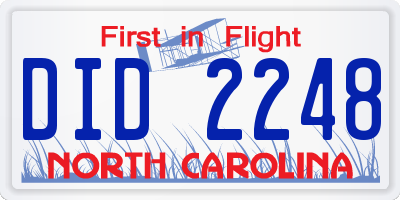 NC license plate DID2248