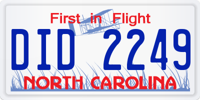 NC license plate DID2249