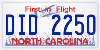 NC license plate DID2250