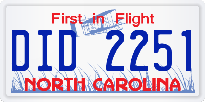 NC license plate DID2251