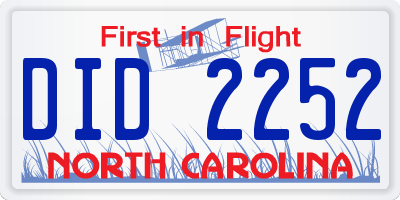 NC license plate DID2252