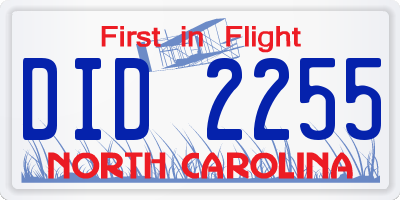 NC license plate DID2255