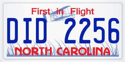 NC license plate DID2256