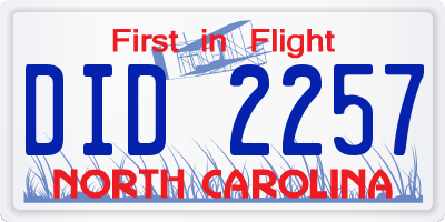 NC license plate DID2257