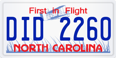 NC license plate DID2260