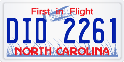 NC license plate DID2261
